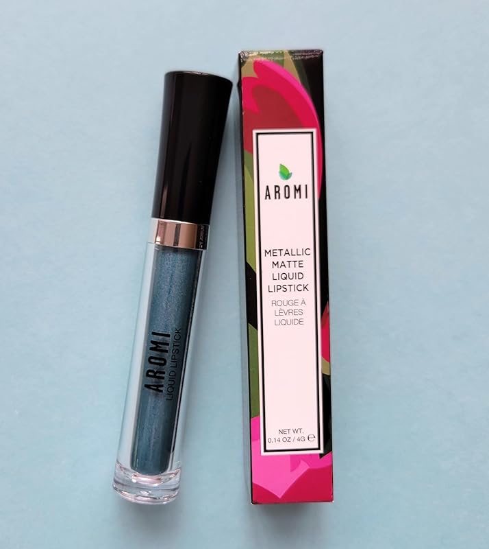 Aromi Teal Blue Metallic Liquid Lipstick | Turquoise, Sea Foam Lip Color with Shimmery Finish, Vegan, Cruelty-free, Long-lasting, Smudge Proof (Arctic Teal)