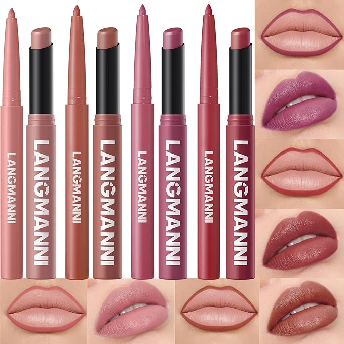 Jolilab 8Pcs Lip Set: 4 Colors Lip Liner+4 Colors Lipstick, Matte/Creamy,Smooth Creamy Texture,Long-Lasting,Bold/Nude Shades for Daily/Party, Vegan, Gift for Makeup Lovers.(#01+06+09+11)