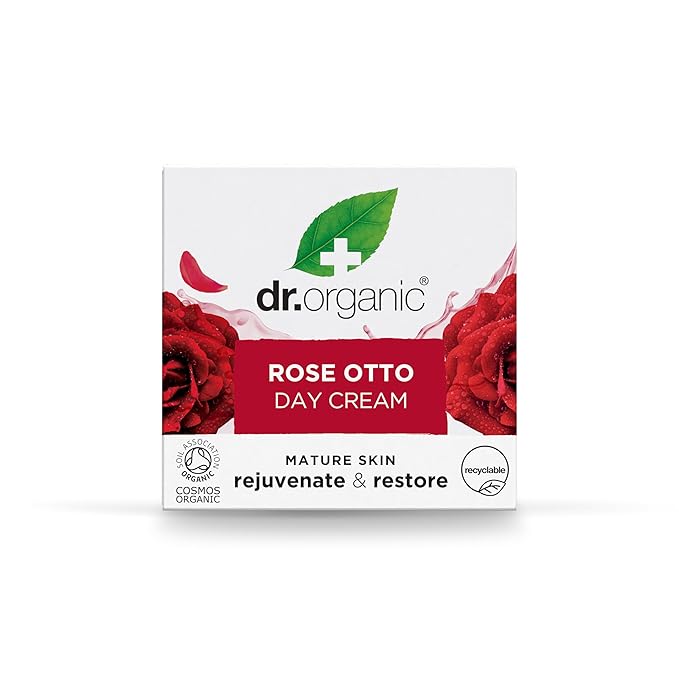 Dr. Organic Rose Otto Day Cream | Hydrates and Rejuvenates, Supports Healthy-Aging, Natural, Certified Organic, Paraben & SLS-Free, 50 mL / 1.7 fl oz