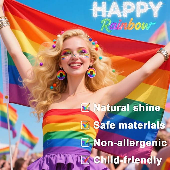 8Pcs Face Makeup Patches, Glitter Freckles Face Tattoo for Teenagers & Young Women, Sparkle Freckles Makeup Patches, Waterproof Face Glitter Freckles for Christmas (8PcsE Rainbow)