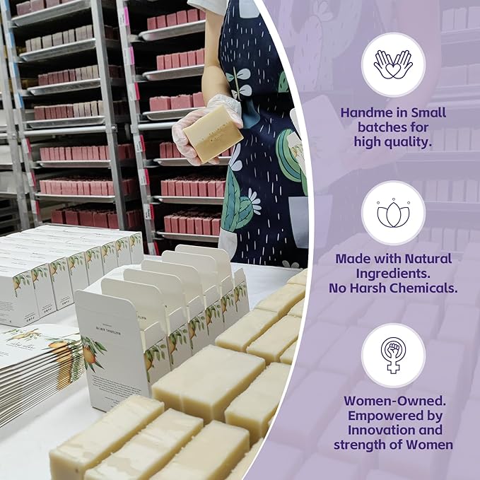 Natural Amor Lavender Spa Gift Set 6 PCs– Handmade Self-Care Box with Body Butter, Bath Bomb, Soap, Bath Salt, and More – Relaxing Lavender Gift for Women