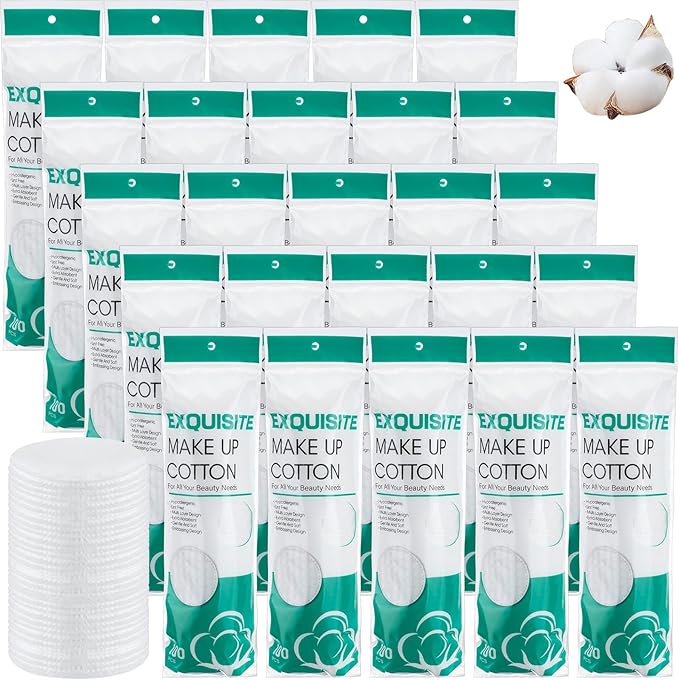 Maxcheck 2500 Pcs Cotton Rounds Bulk Exfoliating Rounds Cotton Rounds for Face Makeup Remover Pads Cotton Facial Pads Cotton Pads for Face Cotton Pads for Makeup Removal Toner Pads