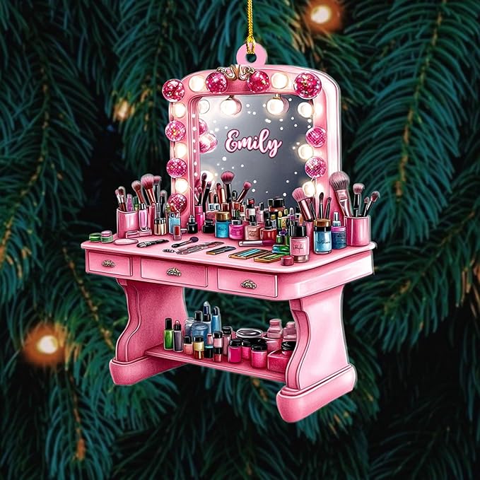 Personalized Makeup Tools Ornament β Custom Beauty Christmas Tree Decoration, Holiday Keepsake Gift for Makeup Artists, Cosmetologists, Beauty Lovers, Salon Owners, Families and Coworkers (MKH7)