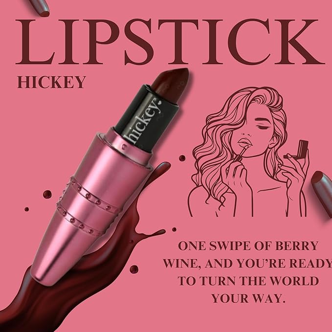 Hickey Lipstick Big Trouble Berry Wine Lipstick Refillable - Hydrating & Moisturizing Shade, Lip Color for Women, Berry Lipstick Long Lasting, Gluten-Free & Vegan with Highly Pigmented