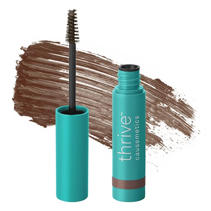 Thrive Causemetics Instant Brow Fix Semi-Permanent Eyebrow Gel, Waterproof Tinted Eye Brow Gel with Vitamin B5, Smudge-Proof, Vegan & Cruelty Free, April (Cool Brown)