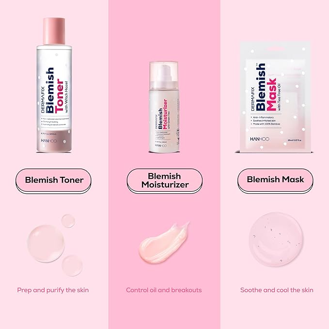 Hanhoo Dermafix Blemish Moisturizer, 2.02 Fl. Oz., with Calamine, Green Tea, and Aloe, Lightweight Daily Facial Moisturizer, for Oily, Acne-Prone Skin, Moisturizer for Acne Regimen, Korean Skincare