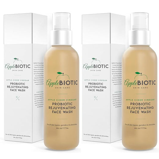 Apple Cider Vinegar Natural Face Wash 2 PK: Exfoliating Gel Foaming Facial Cleanser For Men, Women, Teens and All Skin Types. Cleanses Oily Skin, Calms Acne Breakouts and Removes Makeup, 6oz