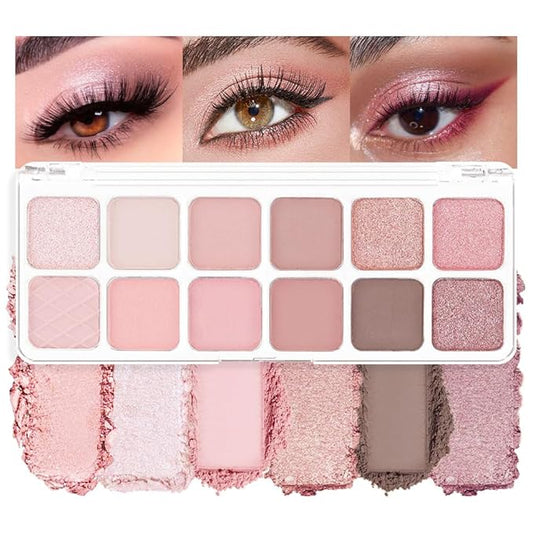 AMY'S DIARY 12Color Light Pink Purple Eyeshadow Palette, Long-Lasting, and Highly Pigmented. Elevate Your Eye Makeupโ Unleash Your Unique Style (07#)