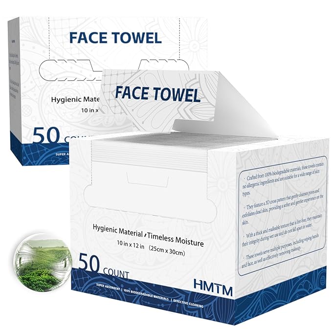 Face Towels, 10” x 12”, Face Towelettes Disposable, Extra Thick Soft and Absorbent for Sensitive Skin, Disposable Face Towel for Makeup Remover, Dry Wipes, 100 Count(2 Pack)