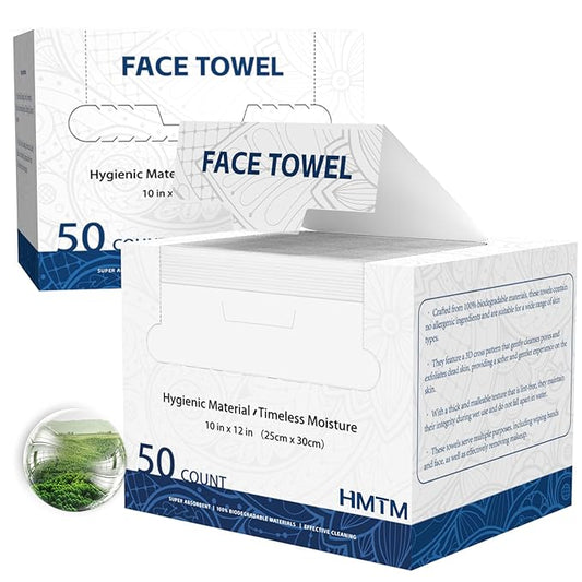 Face Towels, 10” x 12”, Face Towelettes Disposable, Extra Thick Soft and Absorbent for Sensitive Skin, Disposable Face Towel for Makeup Remover, Dry Wipes, 100 Count(2 Pack)