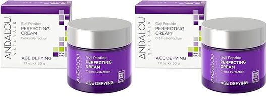 Andalou Naturals Goji Peptide Perfecting Cream, Age Defying Face Cream, Resveratrol CoQ10 Face Moisturizer, Supports Skin Collagen and Elastin & Helps Fight Fine Lines & Wrinkles, 1.7 fl oz