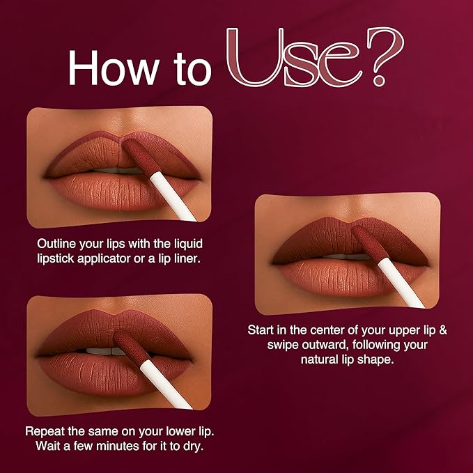 NOURISH MANTRA Matte Liquid Lipstick with SPF/Mini Lipstick/Water Proof/Smudge Proof/Transfer Proof/Long Lasting/For All Skin Tones/Set of - 4 (1.2ml Each)