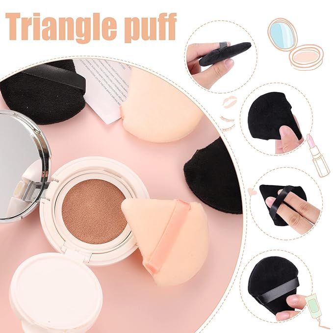 Pimoys 6 Pieces Powder Puff Face Triangle Makeup Sponge Soft Velour Puffs for Loose Powder Setting Powder Blender Foundation Sponge Beauty Makeup Tool, Stocking Stuffers Gift for Women