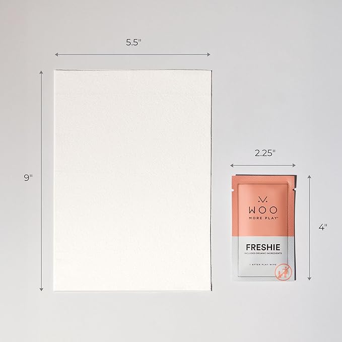 Woo More Play Freshies: All-Natural Feminine Intimacy Towelette Wipes with Coconut Water and Aloe Vera, Promotes Feminine Health & Helps Alleviate Irritation - Vegan and Cruelty Free, 20ct