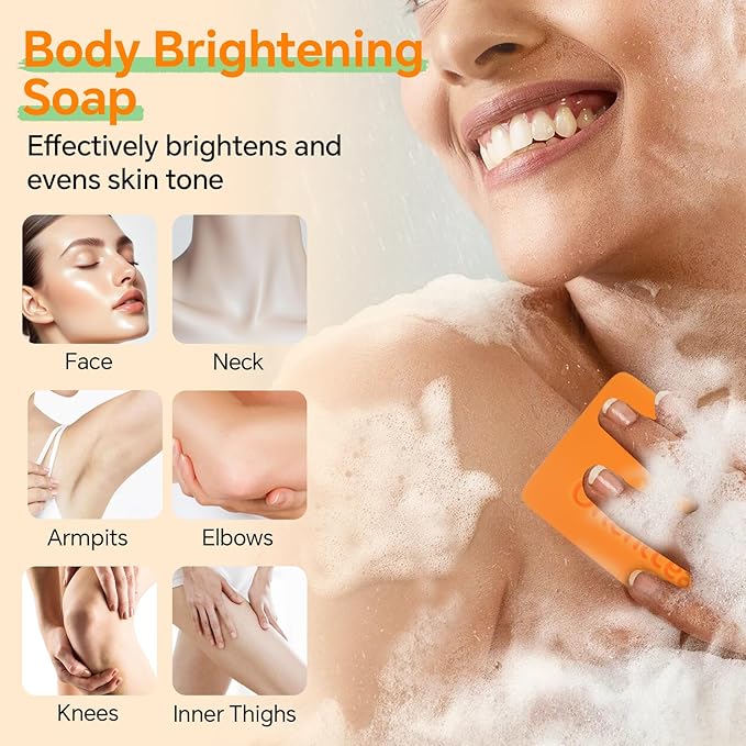 Kojic Acid Soap with African Sponge Net, 4oz Turmeric Soap Bar, Fresh Citurs Scent, Gentle for Face and Body Wash with Vitamin C, Retinol (2 Pack)