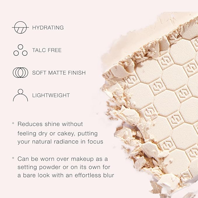 Jouer Soft Focus Hydrate & Setting Powder - Pressed Powder with Matte Finish - Blurring Powder for Fine Lines and Pores - Set Face Makeup Foundation or Concealer - Dark