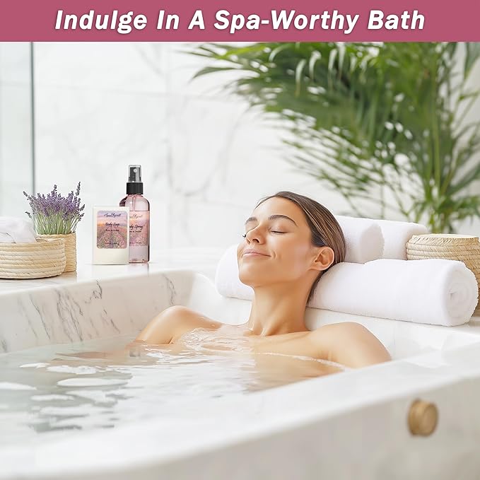 Bath Spa Gift Sets - Luxury Basket With Rose Oil & Orchid - Spa Kit Includes Wash, Bubble Bath, Lotion, Bath Salts, Body Scrub, Body Spray, Shower Puff, Bathbombs, Soap and Towel