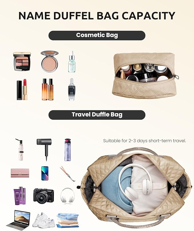 Girly Gifts for Women, Gifts for Women-Initial Travel Bag with Shoe Compartment, Personalized Weekender Bag, Monogram Overnight Bag for Women, Letter Travel Bag with Makeup Bag (Letter Q)