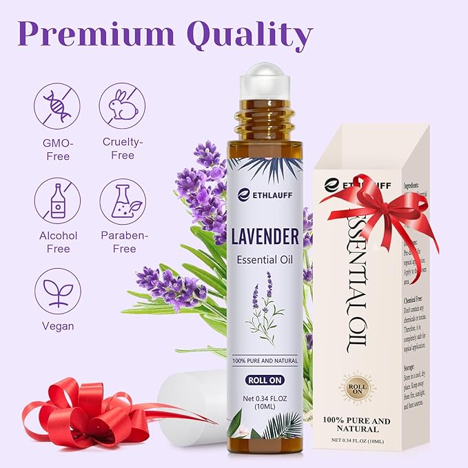 Lavender Essential Oil Roll On, Lavender Touch Essential Oil - 10 mL Roll On for Sleep and Relaxation