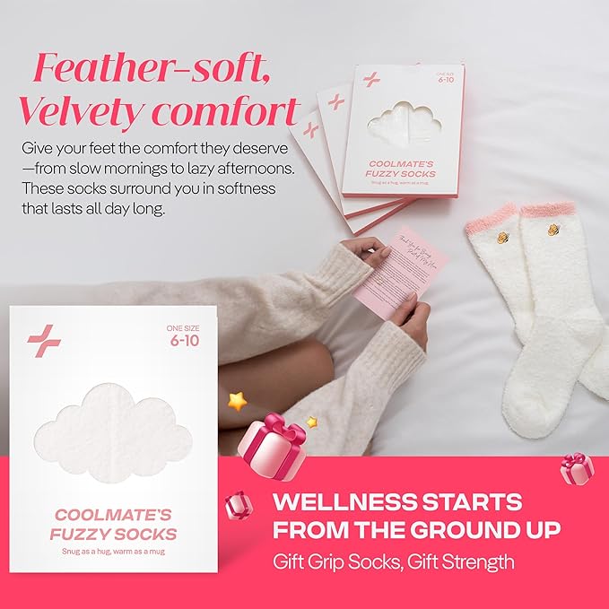 CoolMate GLOBAL Fuzzy Socks for Women Gift Box, Cozy, Soft, Comfy & Cloud-Like Socks, Plush, Durable for Spa, Home