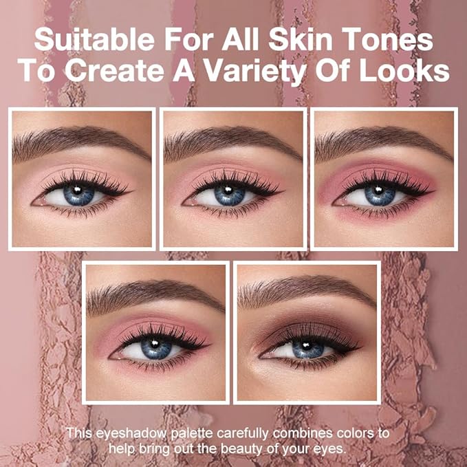 Nude Matte Eyeshadow Palette Makeup, 5 Natural Neutral Nude Brown Faded Rose Colors Eye Shadow Palette, Long Wearing Waterproof Professional Eye Makeup (04#, Pack of 1)