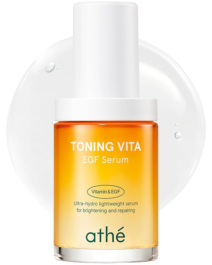 ATHE Toning Vita EGF Serum - Korean Skin Repairing Serum with Vitamin C - Hydrating & Soothing Hypoallergenic Ampoule for Day & Night Use, 1.01 fl.oz.