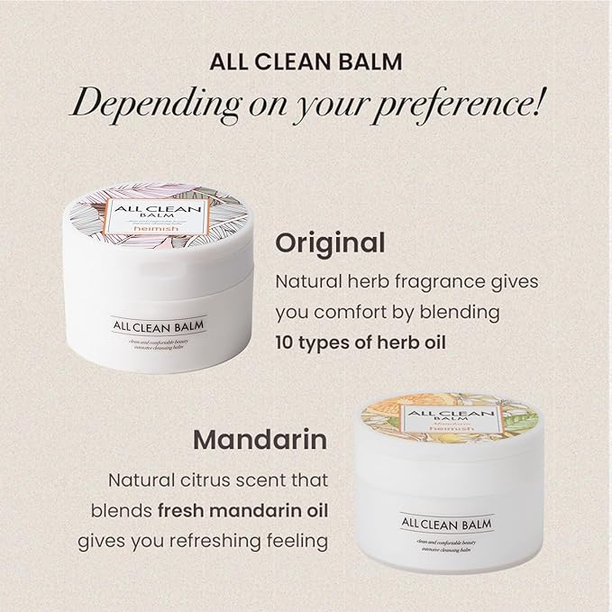 HEIMISH All Clean Balm Mandarin 4.0fl.oz/120ml - Cleansing Balm, Waterproof Makeup Remover, Face Cleanser, Oil Based Cleanser, Korean Skincare with Natural Aroma Oil, Vegan, For All Skin Types