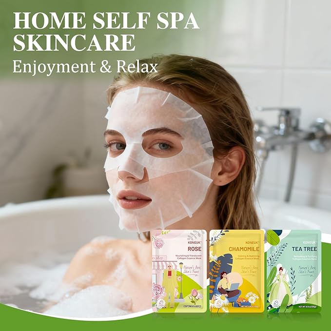 27 Pack Collagen Sheet Face Masks Skincare for Women, Bulk Hydrating Face Mask Set for Dry Skin, Moisturizing Facial Masks for Skin Care, Stocking Stuffers for Women, Christmas Gifts, Spa Party Gifts