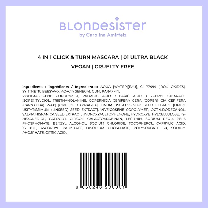 4-in-1 Click and Turn Mascara - Mascara Volume and Length - High Pigmentation, Waterproof, Easy Removal - Ultra Black - 0.4 oz