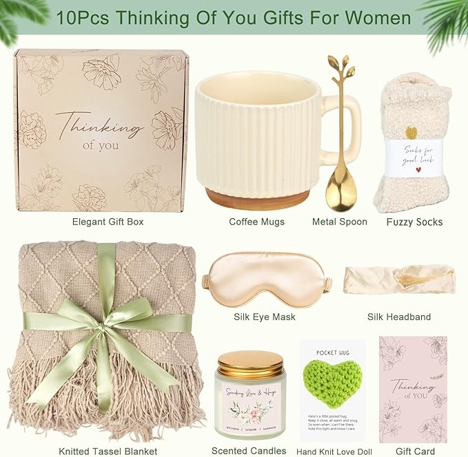 Thinking Of You Gifts For Women, Get Well Soon Gift Baskets For Women, Self Care Package, Condolences Gift Basket For Loss, Feel Better, Relaxation, Sympathy, Chemo, Miscarriage, After Surgery Gifts