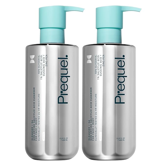 Skin Gleanser SA, Moisturizing Glycerin Face Wash,1% Salicylic Acid Face Cleanser, Unscented and Combination Skin Face Soap, 13.5 ounce (each) Pump Bottles - 6.75 fluid ounce (Pack of 2)