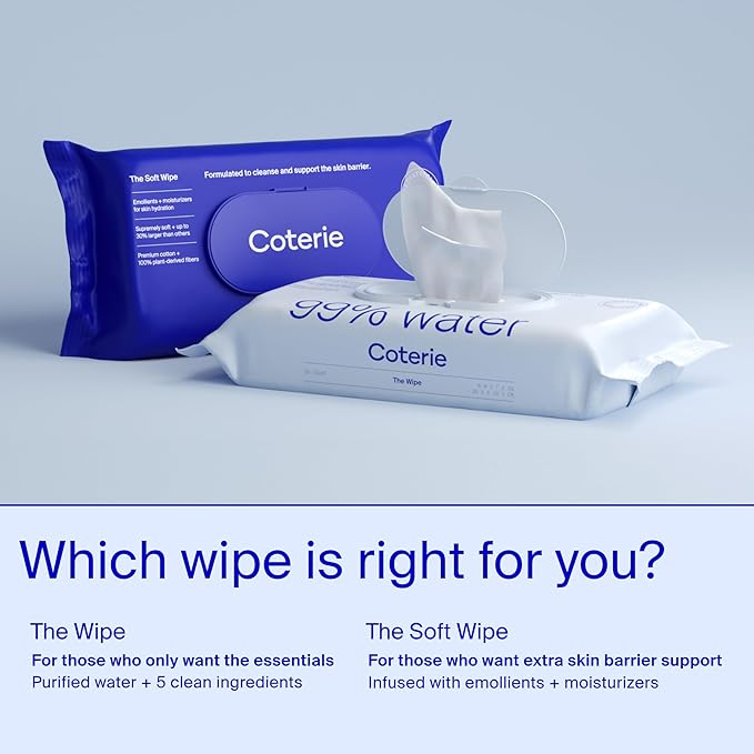 Coterie Baby Soft Wipe for Sensitive Skin, Hydrating Moisturizers and Emollients, Made with Cotton, Plant-Based & Plastic-Free Fibers, Hypoallergenic, Clean Gentle Baby Essentials, 12 Pack, 672 Count