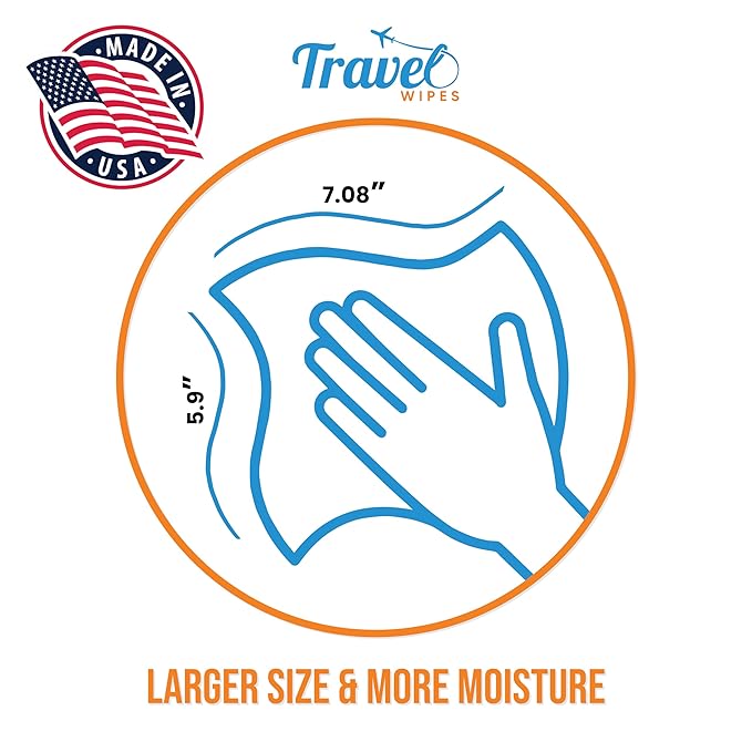 Hand Sanitizing Travel Wipes – 15ct Individually Wrapped | Fragrance-Free, Moisturizing, 70% Isopropyl Alcohol Wipes | Travel, Home, Office, Daily Use | Made in USA