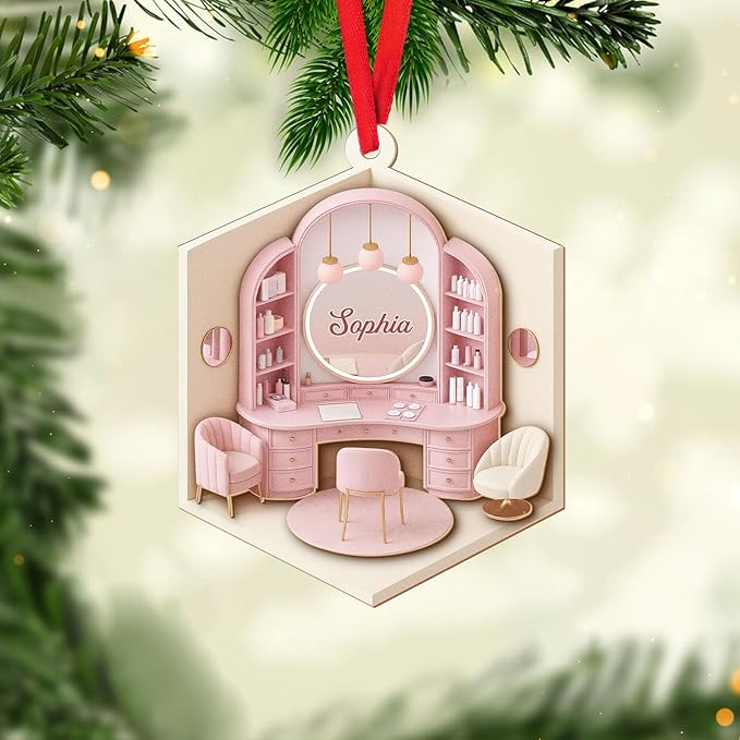 Personalized Makeup Tools Christmas Ornament 2025, Makeup Box Christmas Ornament Gift for Makeup Artist, Christmas Tree Decor for Makeup Shop, Gift for New Makeup Coworkers (Makeup 2)