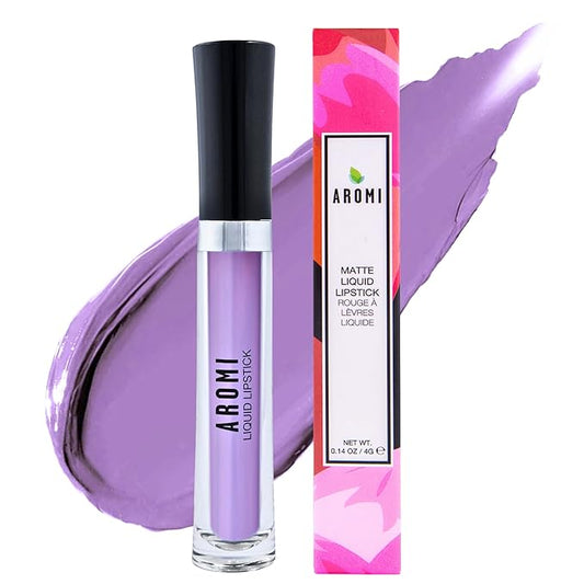 Aromi Pastel Purple Matte Liquid Lipstick | Long-Lasting Lip Color, Vegan Makeup, Cruelty-free Beauty, Handmade (Lavender Fields)