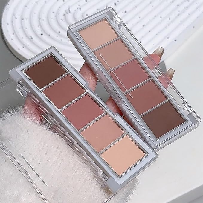 Neutral Nude Brown Eyeshadow Palette Makeup, 5 Colors Velvety Matte Finish, Romantic Peach Mauve Eye Shadows, Natural Everyday to Eye Makeup Looks, for Brown Eyes Long Lasting Naturing-Looking 04#