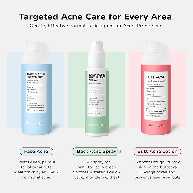 Back & Body Acne Spray Treatment: 2% Salicylic Acid & Tea Tree Oil Bacne Spray for Clear, Soothe & Moisturize - Effective for Men, Women, Teens with Back, Chest, Shoulder, Arm Acne