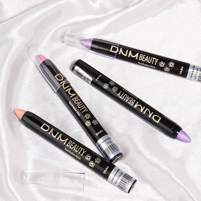 AMY'S DIARY Cream Eyeshadow Stick Set, Waterproof Pearl Pink Purple Mocha Beige Shimmer Metallic (4Pcs)