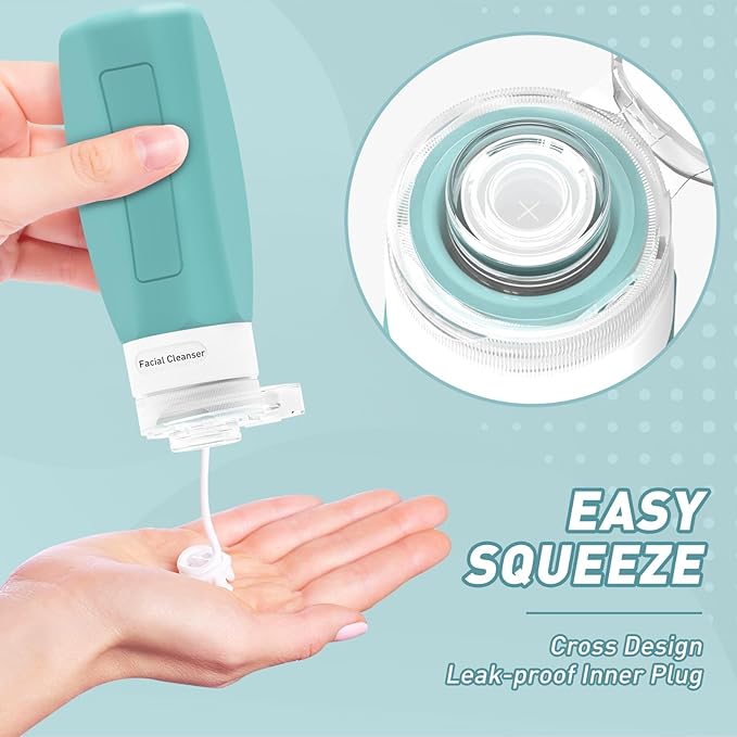 Redfly Travel Bottles for Toiletries, 3oz Tsa Approved Travel Size Containers, BPA Free Leak Proof Squeezable Containers for Toiletries, Silicone Refillable Essentials for Shampoo Conditioner Mix