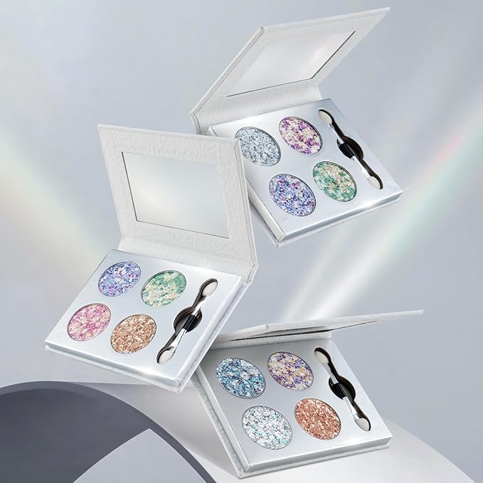 Color Nymph Glitter Eyeshadow Palette | ALL Chameleon Eye Makeup Pallet with Mirror & Brush | High-Pigment Eye Shadow Palette with a Long-Wearing Formula for Easy Application | Travel-Friendly(Aurora)