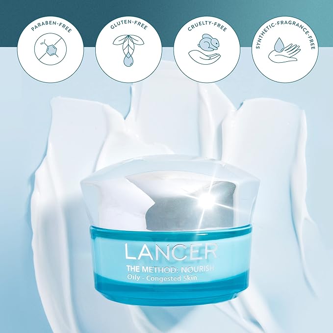Lancer Skincare The Method: Nourish Women’s Anti-Aging Moisturizer with Hyaluronic Acid, Daily Face Moisturizer, Oily or Congested Skin