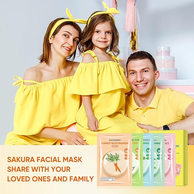 Sheets Face Masks Skincare for All Skin Types, Hydrating Facial Sheets Mask for Firming, Sheet Mask with Cherry Blossom Cactus Aloe Vera Facial Sheet For Moisturizing, Soothing, Face Mask for Women