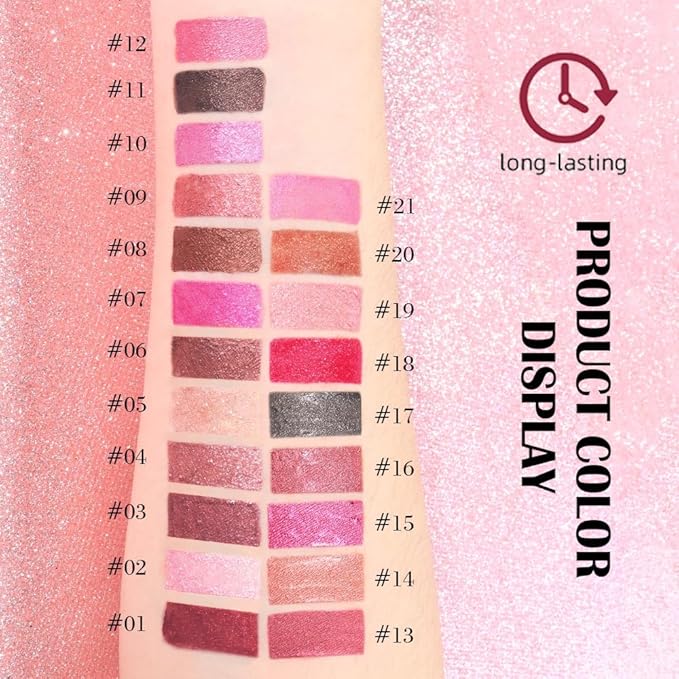 Kaely 2-in-1 Light Pink Metallic Lipstick and Lip Liner, Shimmer Liquid Metallic Lipsticks for Women, Glitter Lip Gloss Stain Long Lasting Waterproof Smudge Proof 24 Hour, Vegan Makeup, 02
