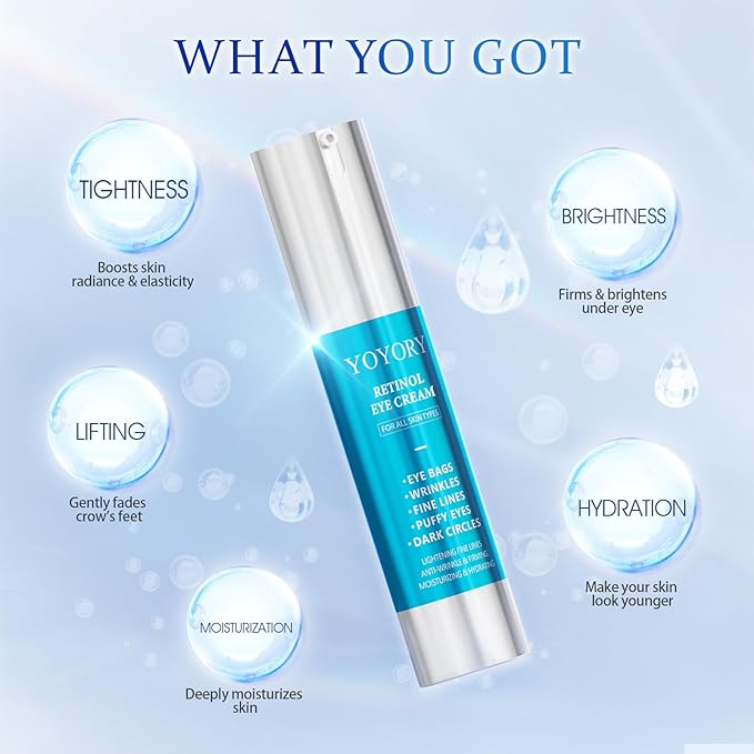 Retinol Under Eye Cream - Anti Aging Eye Cream Reduces Eye bags,Dark Circles, Fade Wrinkles, Fine Lines, and puffiness Smoothing Skin Care Treatment for Women and Men, 20ML(Blue)