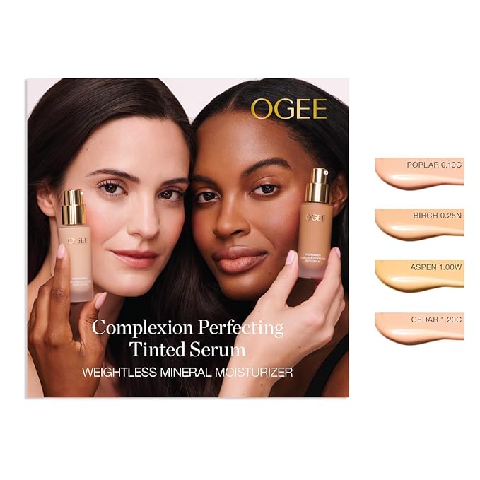 Ogee Complexion Perfecting Liquid Foundation - Lightweight Tinted Moisturizer For Face (Birch 0.25N - Fair, Neutral Undertones) - with Vitamin C & Jojoba Oil - Certified Organic & Made in USA