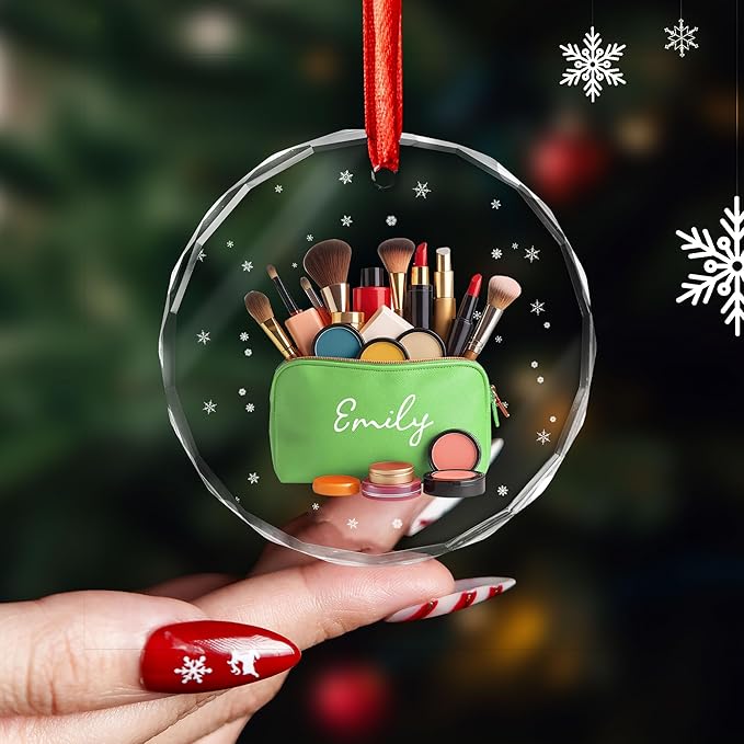 Personalized Makeup Tools Christmas Ornament 2025, Makeup Box Christmas Ornament Gift for Makeup Artist, Christmas Tree Decor for Makeup Shop, Gift for New Makeup Coworkers (Makeup 5)