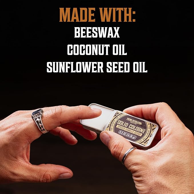 Viking Revolution 8 Pack Solid Cologne for Men - Men's Cologne Gift Set Including Sandalwood, Vetiver, Sweet Tobacco, Clary Sage, Spiced Vanilla, Cedar Pine - Travel Size Gifts for Men (0.5 Oz each)