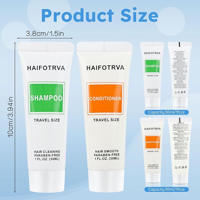 Travel Size Shampoo and Conditioner Bulk Sets Pack of 30,Individually Wrapped 30ml/1 fl oz Small Size Hotel Supplies Portable Toiletries Amenities Bulk for Guests,Travel,Homeless,Charity