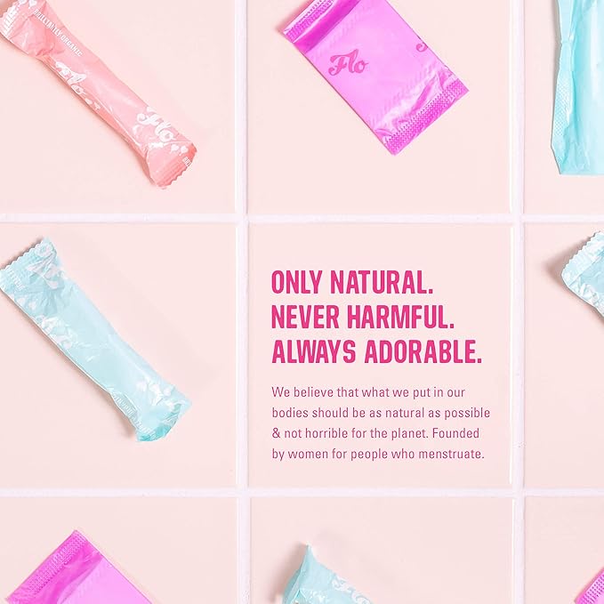 Flo Bamboo Day Period Pads with Wings - Super Absorbent, Soft, Thin (88 Pads)