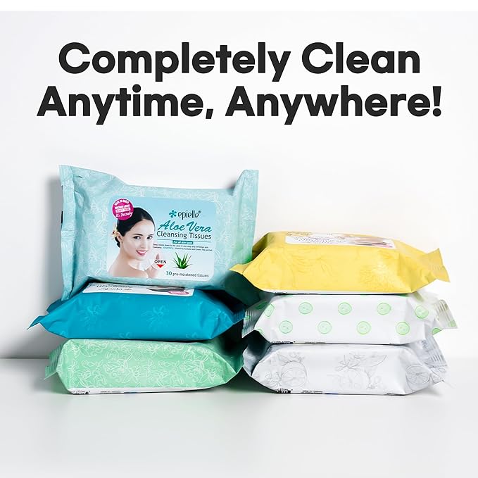 Epielle Makeup Remover Wipes, Remove Dirt, Oil, Waterproof Mascara, Gentle Daily Facial Cleanser Towelettes withVitamin C, Aloe Vera & Collagen, Vegan & Cruelty-Free, 30 Count (Pack of 6)